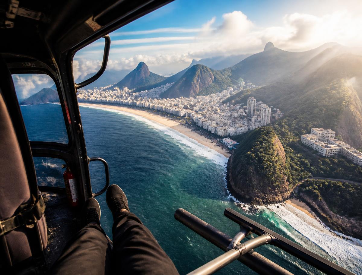 OFF DOORS helicopter flight over Rio de Janeiro